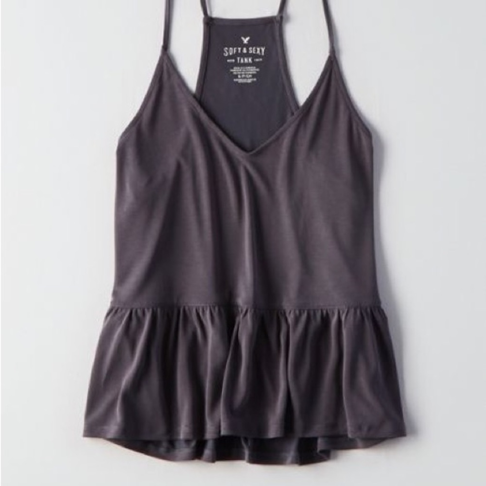 American Eagle Outfitters Gray Peplum Camisole Tank Top